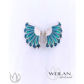 Fölszállott a páva - Büszke páva - ezüst tűzzománc fülbevaló OG