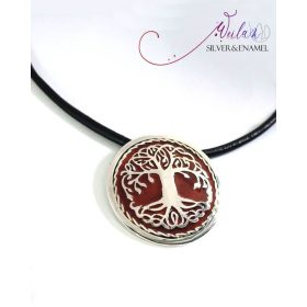 életfa, ezüst tűzzománc medál