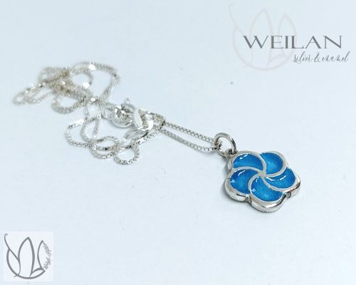 Karnevál - Flora ezüst tűzzománc medál vékony ezüst nyakláncon