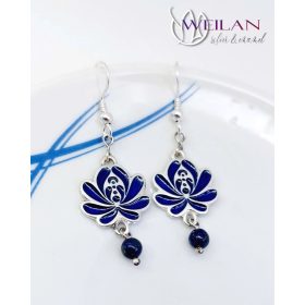 Tradició - Matyó - Rózsa ezüst tűzzománc fülbevaló