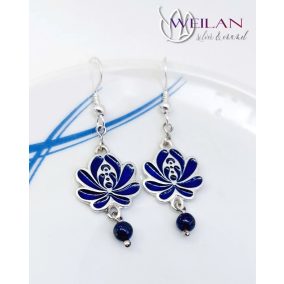 Tradició - Matyó - Rózsa ezüst tűzzománc fülbevaló