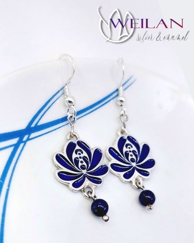 Tradició - Matyó - Rózsa ezüst tűzzománc fülbevaló