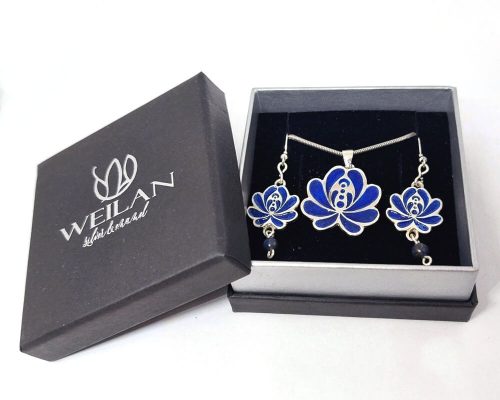 Tradició - Matyó - Rózsa ezüst tűzzománc szett