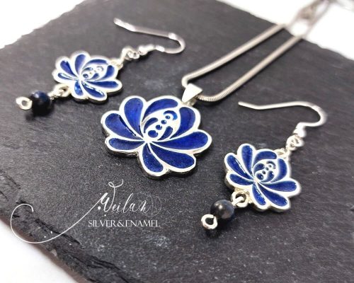 Tradició - Matyó - Rózsa ezüst tűzzománc szett WEILAN díszdobozban