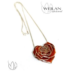 my Valentine - Rózsaszív ezüst tűzzománc medál