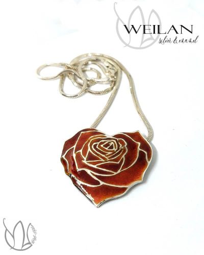 my Valentine - Rózsaszív ezüst tűzzománc medál 