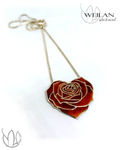 my Valentine - Rózsaszív ezüst tűzzománc medál