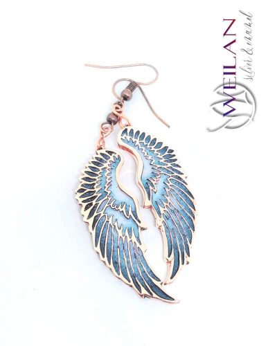 Angyalszárny - bronz tűzzománc fülbevaló
