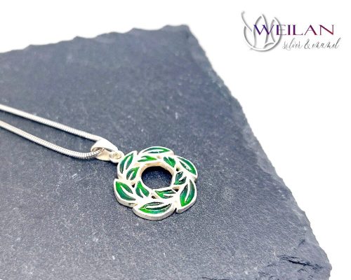 Leaf - Laurus / Babér ezüst tűzzománc medál