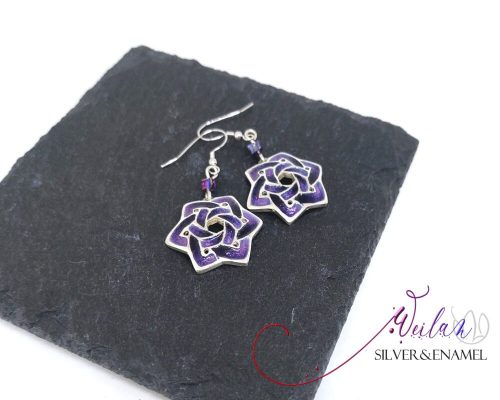 Druid - 925 sterling Silver Enamel Earrings (purple)