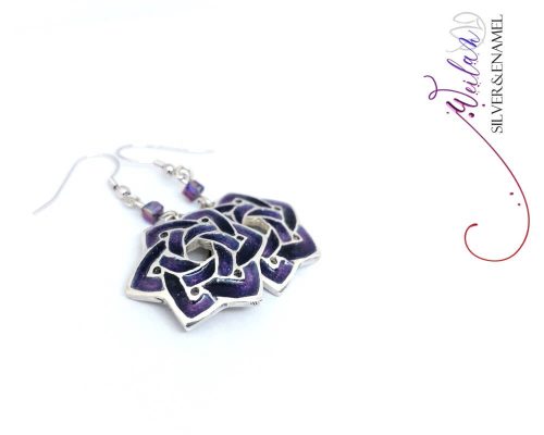 Druid - 925 sterling Silver Enamel Earrings (purple)