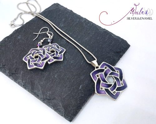 Druid - 925 sterling Silver Enamel Earrings (purple)