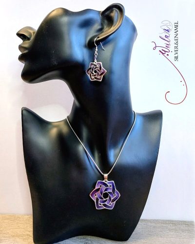 Druid - 925 sterling Silver Enamel Earrings (purple)