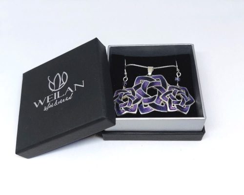 Druid - 925 sterling Silver Enamel Earrings (purple)