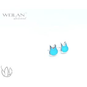 Karnevál - Cicafej ezüst tűzzománc fülbevaló OG