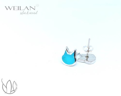 Karnevál - Cicafej ezüst tűzzománc fülbevaló