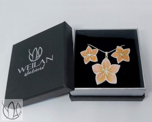 Flora - Cseresznyevirág ezüst stiftes tűzzománc szett Weilan díszdobozban