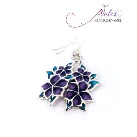 Flora - Nefelejcs ezüst, tűzzománc fülbevaló OG