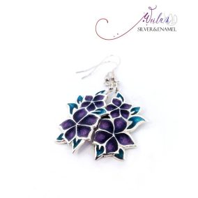 Flora - Nefelejcs ezüst, tűzzománc fülbevaló OG