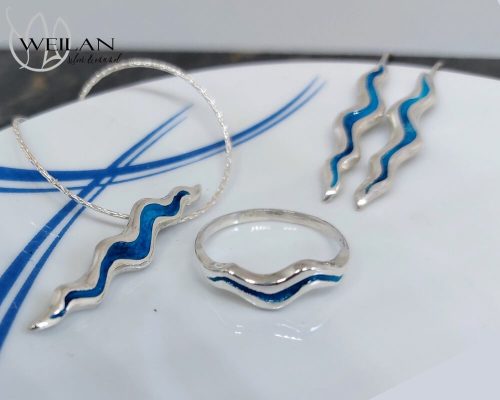 Wave - ezüst tűzzománc szett