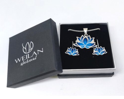 Mandala ezüst ajour tűzzománc szett Weilan díszdobozban