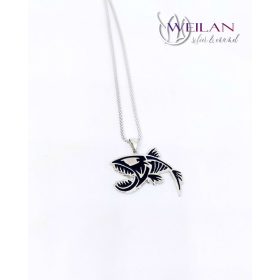 Piri a piranha - ezüst tűzzománc medál