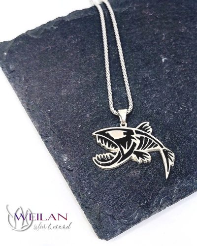 Piri a piranha - ezüst tűzzománc medál