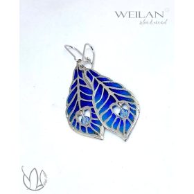 Pávatoll - ezüst ajour tűzzománc fülbevaló, kék 