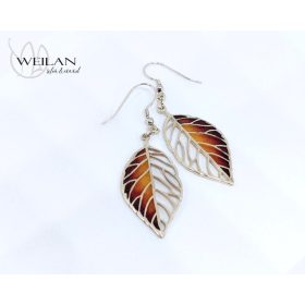 Leaf - Fagus / Bükk ezüst tűzzománc ajour fülbevaló