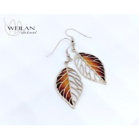 Leaf - Fagus / Bükk ezüst tűzzománc ajour fülbevaló