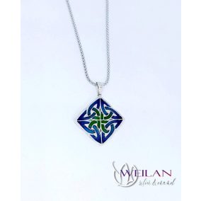   Vatis - 925 sterling Silver Enamel Pendant, small size (turquoise blue - green)