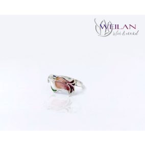   My Flower Stem - adjustable 925 sterling Silver Enamel Ring (choose your color)