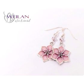 Clematis ezüst tűzzománc fülbevaló