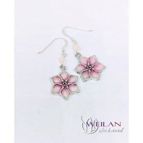 Clematis ezüst tűzzománc fülbevaló