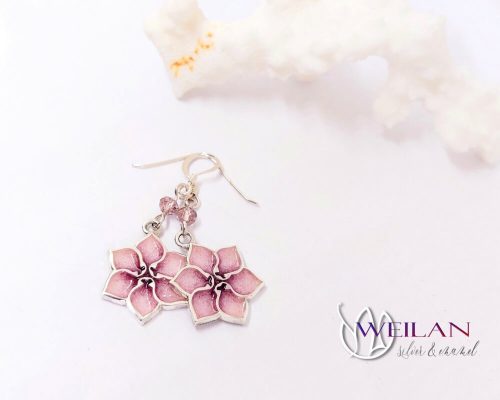 Clematis ezüst tűzzománc fülbevaló