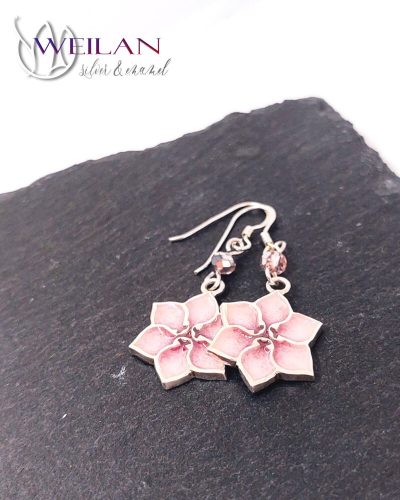 Clematis ezüst tűzzománc fülbevaló