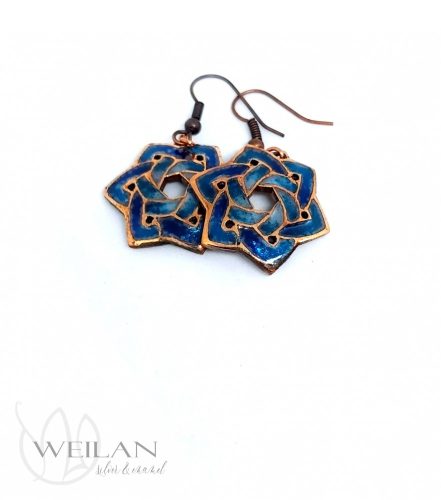 Kelta - Druida bronz tűzzománc fülbevaló, kék