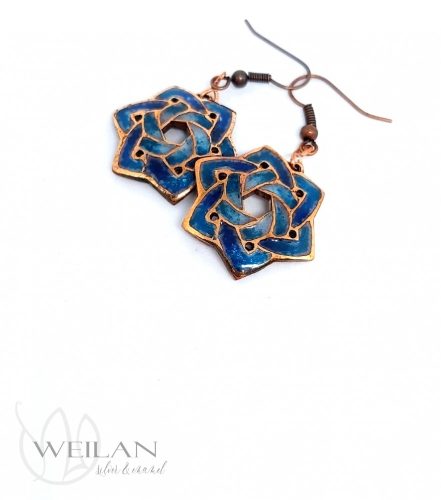 Druida - bronz tűzzománc fülbevaló (türkizkék)