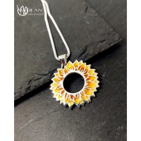 Flora - Napraforgóvirág ezüst tűzzománc medál OG