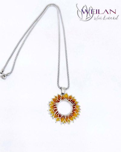 Flora - Napraforgóvirág ezüst tűzzománc medál