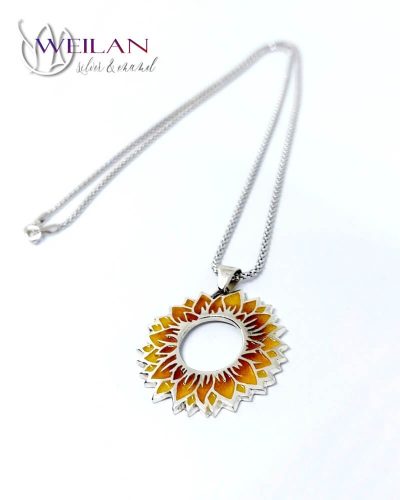 Napraforgóvirág - ezüst tűzzománc medál