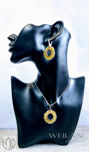 Flora - Napraforgóvirág ezüst tűzzománc medál díszdobozban