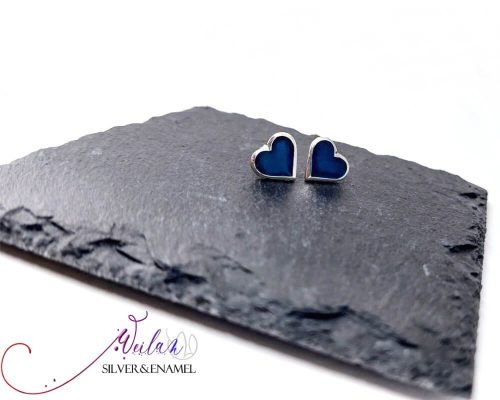 Karnevál - Szív ezüst tűzzománc fülbevaló 