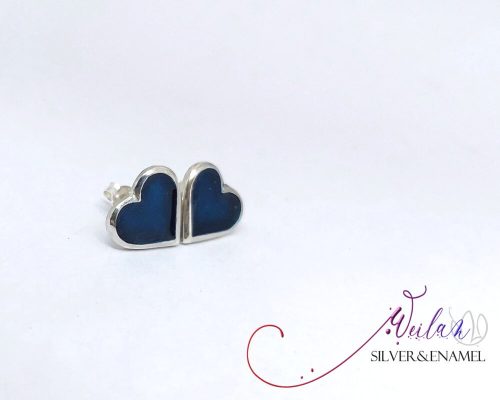 Karnevál - Szív ezüst tűzzománc fülbevaló 