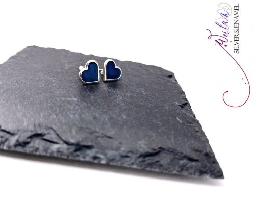 Karnevál - My Valentine ezüst tűzzománc fülbevaló, stiftes "pöttyfülbevaló"