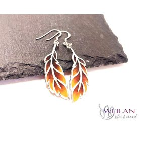 Főnixtoll - ezüst ajour tűzzománc fülbevaló