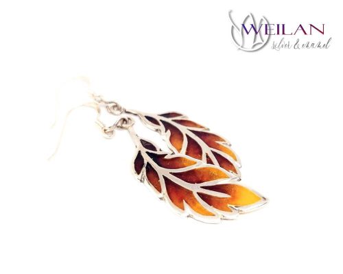 Főnixtoll - ezüst ajour tűzzománc fülbevaló