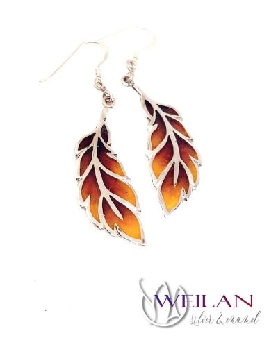 Főnixtoll - ezüst ajour tűzzománc fülbevaló