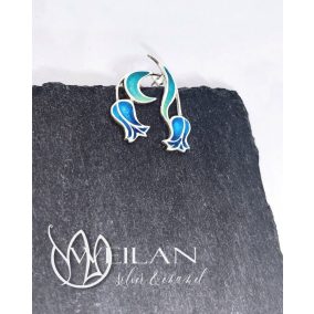 Hej'tulipán - Virágszálam aszimmetrikus ezüst tűzzománc fülbevaló OG