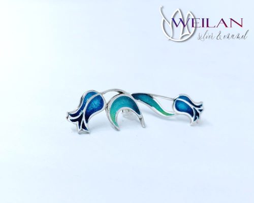 Hej'tulipán - Virágszálam aszimmetrikus ezüst tűzzománc fülbevaló